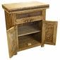 Small Wire Brush Old Wood Console with Iron Accents