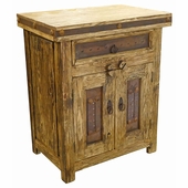 Small Wire Brush Old Wood Console with Iron Accents
