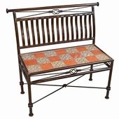 Small Wrought Iron Bench with Talavera Tiles
