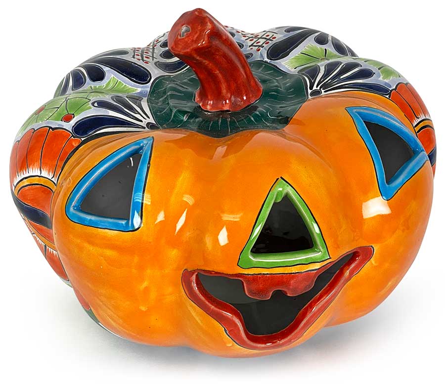 Smiling Talavera Jack-o-Lantern Pumpkin