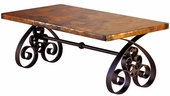 Southern Iron Base Coffee Table with Copper Top