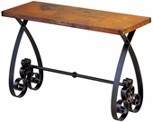 Southern Iron Base Console Table with Copper Top