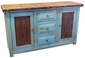 Southwest Blue Painted Wood Buffet with Tin Panels
