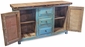 Southwest Blue Painted Wood Buffet with Tin Panels