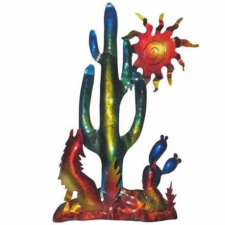 Southwest Desert 3D Metal Wall Art - Cactus, Sun and Coyote