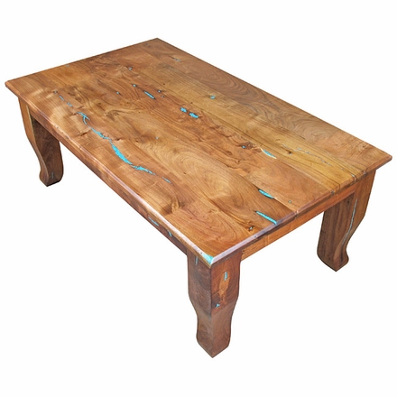 Southwest Mesquite Coffee Table with Turquoise Inlay