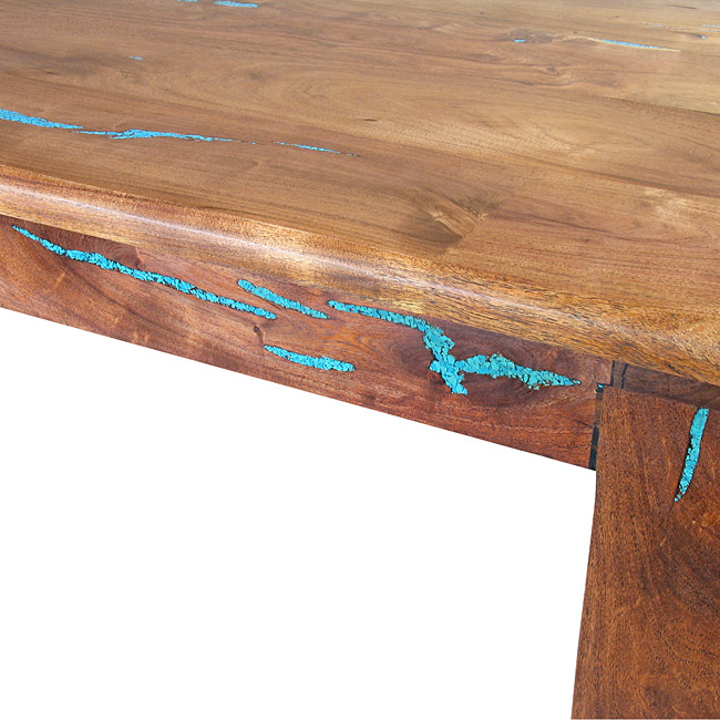 Southwest Mesquite Coffee Table with Turquoise Inlay