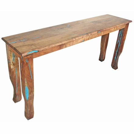 Southwest Mesquite Sofa Table with Turquoise Inlay
