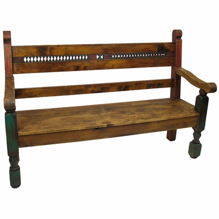 Southwest Style Painted Wood Bench