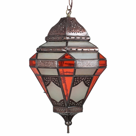 Spanish Colonial Hanging Light with Frosted and Orange Glass