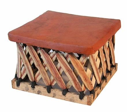 Square Mexican Equipal Foot Stool - 21