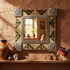 Square Natural Tin & Talavera Tile Mexican Mirror - 13