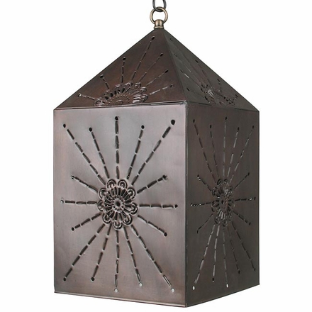 Square Rays Aged Tin Hanging Light Fixture