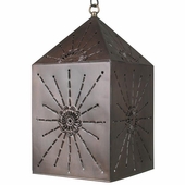 Square Rays Aged Tin Hanging Light Fixture