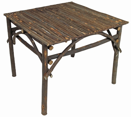 Square Rustic Twig Patio Table - With Bark