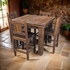 Square Rustic Wood Counter Height Bistro Table with 4 Stools