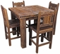 Square Rustic Wood Counter Height Bistro Table with 4 Stools