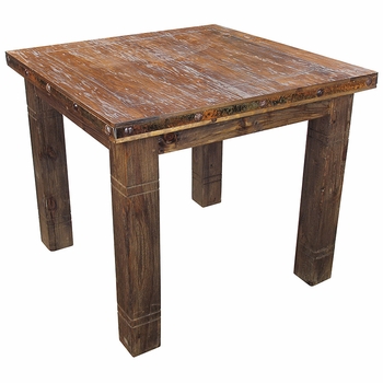 Square Rustic Wood Counter Height Bistro Table with Iron