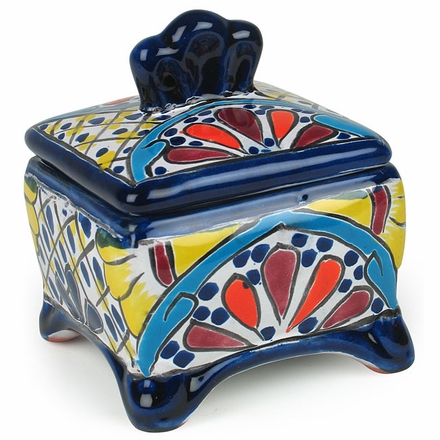 Square Talavera Jewelry Box with Lid