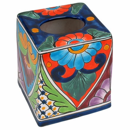 Square Talavera Tissue Box Holder