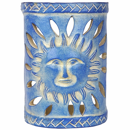 Sun Face Southwest Painted Clay Wall Sconce