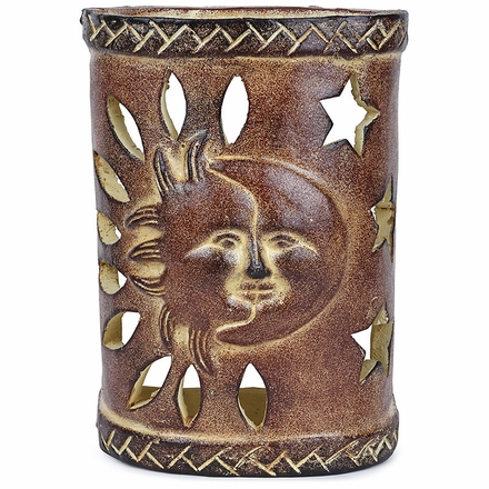Sun & Moon Southwest Painted Clay Wall Sconce