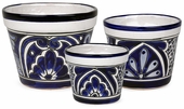 Talavera Blue & White Flower Pots - Set of Three