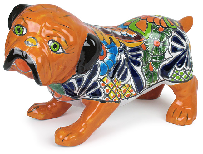 Talavera Bulldog Statue - Handpainted Ceramic from Mexico