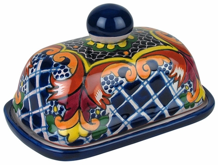 Talavera Butter Dish - Yellow Cross Pattern
