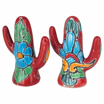 Talavera Cactus Salt & Pepper Shakers - Pair