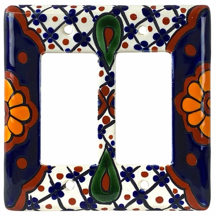 Talavera Ceramic Double Rocker Switch Plate