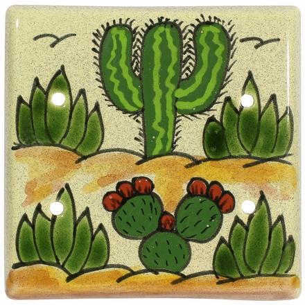 Talavera Double Blank Plate - Cactus