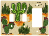 Talavera Double Switch & Rocker Plate - Cactus