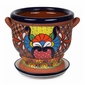 Talavera Flower Pot with Exposed Terracotta and Handles