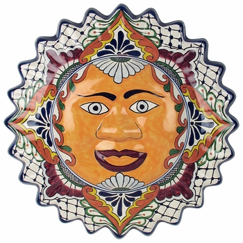 Talavera Framed Hanging Sun Face