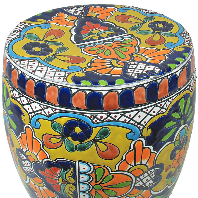 Talavera Garden Stool - Mexican Garden Decor