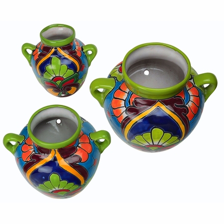 Talavera Hanging Wall Planters - Set of 3