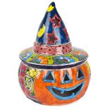 Talavera Jack-O-Lantern Pumpkin with Witch Hat