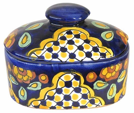 Talavera Jewelry Box with Knob Lid
