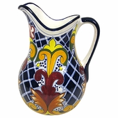 Talavera Mexican Pitcher - Yellow Cross Pattern