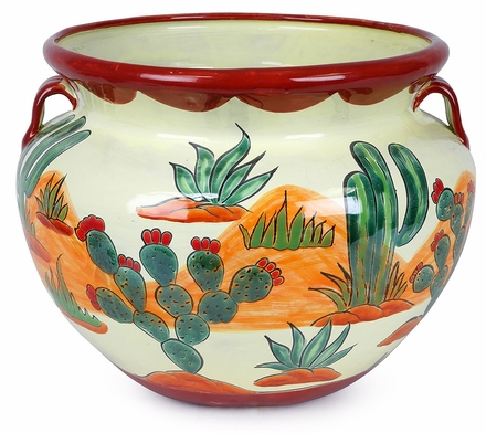 Talavera Pottery Large Round Cactus Pot