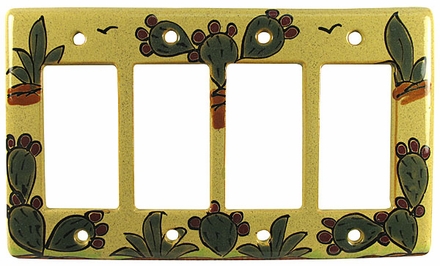 Talavera Quad Rocker Switch Cover - Cactus