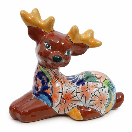 Talavera Reindeer Figurine - Laying