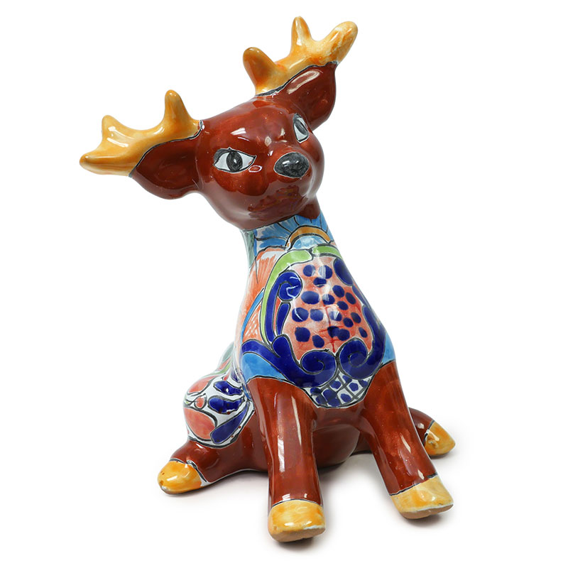 Talavera Reindeer Figurine - Sitting