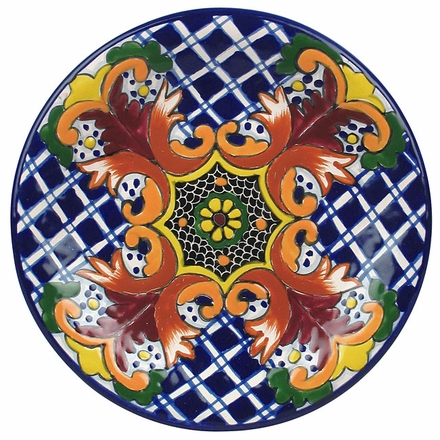 Talavera Salad Plate - Yellow Cross - 8 inch dia.