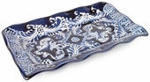 Talavera Scalloped Edge Appetizer Tray - Blue & White