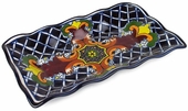 Talavera Scalloped Edge Appetizer Tray - Yellow Cross
