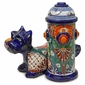 Talavera Scottie Dog with Fire Hydrant Statue