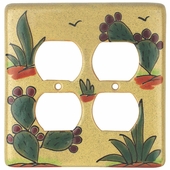 Talavera Switchplates - Cactus Double Outlet Cover