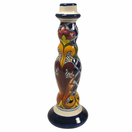 Talavera Tall Yellow Cross Candleholder